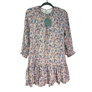 Coconut‎ Corte Ingles Floral Dress Girls Size 13-14 Blue Pink Ruffle Long Sleeve